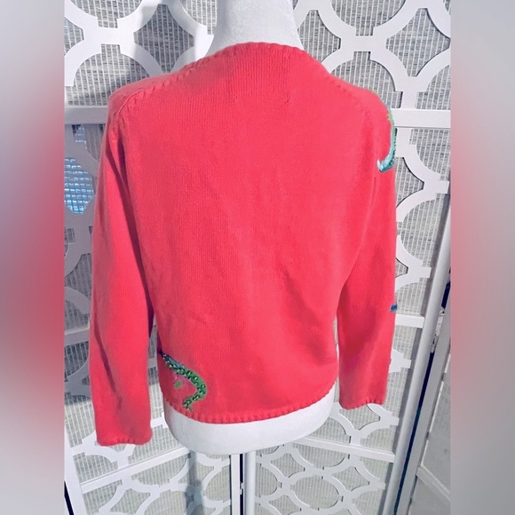 ALLIGATOR CARDIGAN SWEATER MICHAEL SIMON SMALL RETRO CROCODILE ANIMAL PRINT - Picture 4 of 16